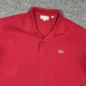 Lacoste Polo Shirt Mens Large Red Classic Fit Cotton Croc Logo Short Sleeve